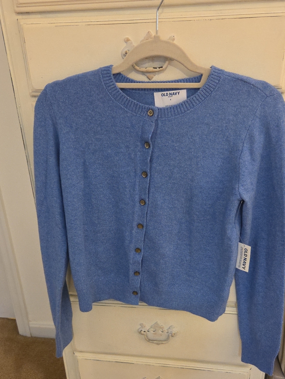 Old Navy Women's Sky Blue Button-Up Crewneck Cardigan